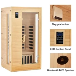 PioneerWorks 1 Person Infrared Sauna Wood Color
