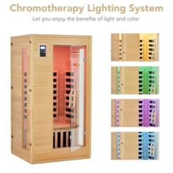 PioneerWorks 1 Person Infrared Sauna Wood Color