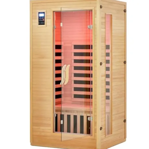 PioneerWorks 2-Person Infrared Sauna Low EMF 6-Plate Wood Color