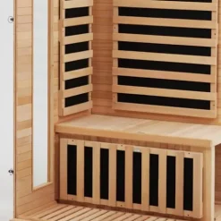 PioneerWorks 2-Person Infrared Sauna Low EMF 6-Plate Wood Color