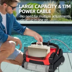 PioneerWorks Robotic Pool Vacuum Cleaner 130W Wall Climbing Red