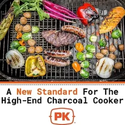PK Grills Charcoal BBQ Grill and Smoker Combination PK360 Portable Outdoor Grill Smoker Graphite