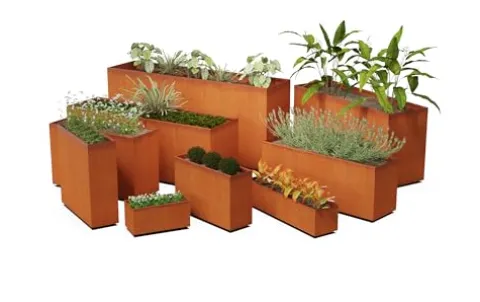 Plantercraft Corten Steel Planter Rectangle Natural 40″x16″x20