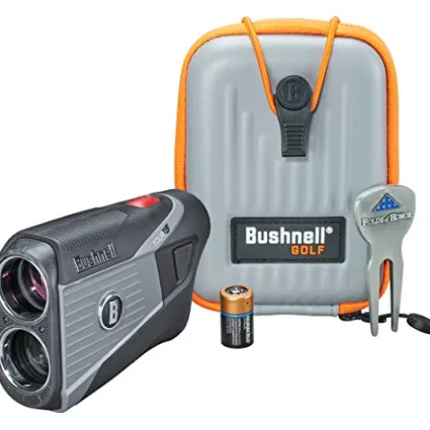 PlayBetter Bushnell Tour V5 Golf Laser Rangefinder Patriot Pack Bundle Standard – Patriot Pack, Towel & Extra Battery