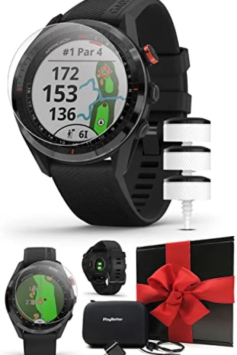 PlayBetter Garmin Approach S62 Premium Golf GPS Watch Black/CT10 Sensors