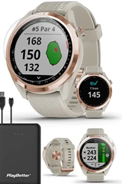 PlayBetter Garmin Approach S42 Women’s Golf GPS Watch Rose Gold/Light Sand