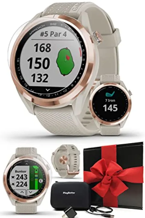 PlayBetter Garmin Approach S42 Womens Golf GPS Watch Rose Gold/Light Sand