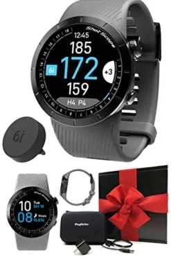 PlayBetter Shot Scope X5 Golf GPS Watch (Steel Gray) Bundle | Touchscreen, Shot Tracking Tags, Distances, Shot Detection