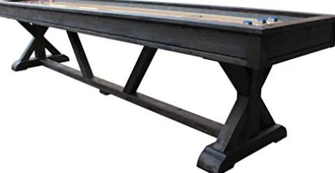 Playcraft Brazos River 12′ Weathered Black Pro-Style Shuffleboard Table Black