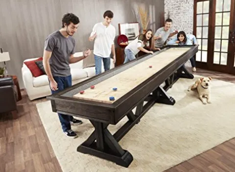 Playcraft Brazos River 12′ Weathered Black Pro-Style Shuffleboard Table Black