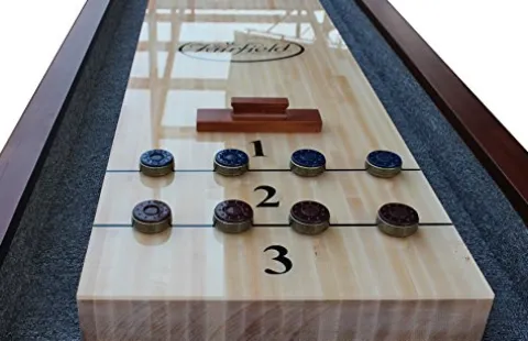 Playcraft Charles River 14′ Pro-Style Shuffleboard Table Chestnut