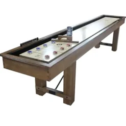 Playcraft Montauk Pecan 12′ Shuffleboard Table Whitewash