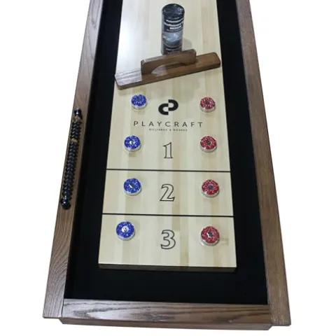 Playcraft Montauk Pecan 12′ Shuffleboard Table Whitewash