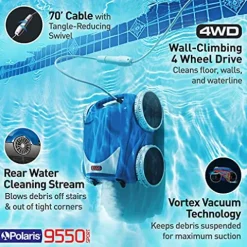 Polaris 9550 Sport Robotic Pool Cleaner Blue