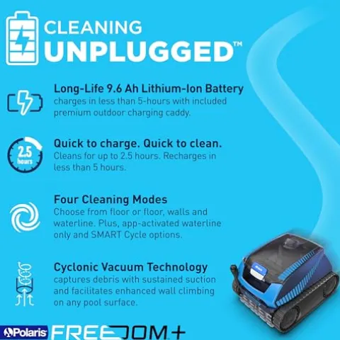 Polaris FREEDOM Plus Cordless Robotic Pool Cleaner Blue