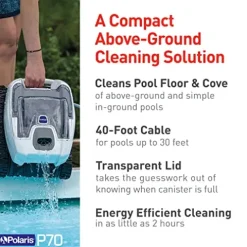 Polaris P70 Robotic Pool Cleaner Above Ground Pools White