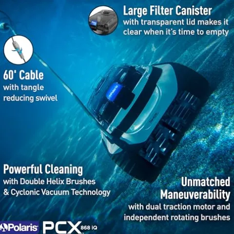 Polaris PCX 868 iQ Smart Robotic Pool Cleaner Black