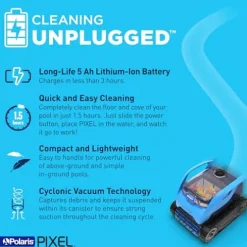 Polaris Pixel Compact Cordless Robotic Pool Cleaner Blue