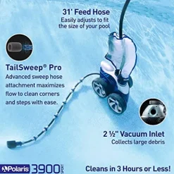 Polaris Vac-Sweep 3900 Sport Pressure Inground Pool Cleaner Blue Black Gray