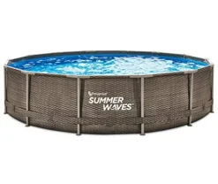 PolyGroup Summer Waves 14ft x 36in Wicker Metal Frame Pool Set Brown