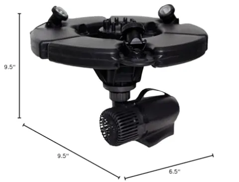 POND BOSS PRO Floating Fountain with Lights 1/2 HP 5000 GPH Pump Black