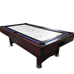 Pool Central 8′ Pool Billiards and Hockey 2-in-1 Game Table Brown