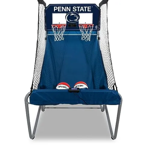 Pop-A-Shot Home Dual Shot with Penn State Nittany Lions NCAA Graphics Sensor Scoring 16 Game Modes 7 Balls Foldable Storage Orange