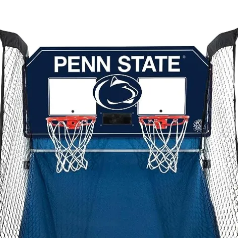 Pop-A-Shot Home Dual Shot with Penn State Nittany Lions NCAA Graphics Sensor Scoring 16 Game Modes 7 Balls Foldable Storage Orange