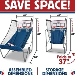 Pop-A-Shot Home Dual Shot with Penn State Nittany Lions NCAA Graphics Sensor Scoring 16 Game Modes 7 Balls Foldable Storage Orange