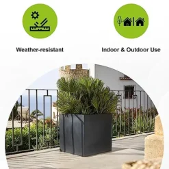 Pottery Pots Block XL Fiberstone Planter Extra Large 24 Inch Tall Black