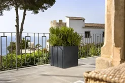 Pottery Pots Block XL Fiberstone Planter Extra Large 24 Inch Tall Black