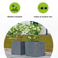 Pottery Pots Block XL Fiberstone Square Planter Gray 24 Inch