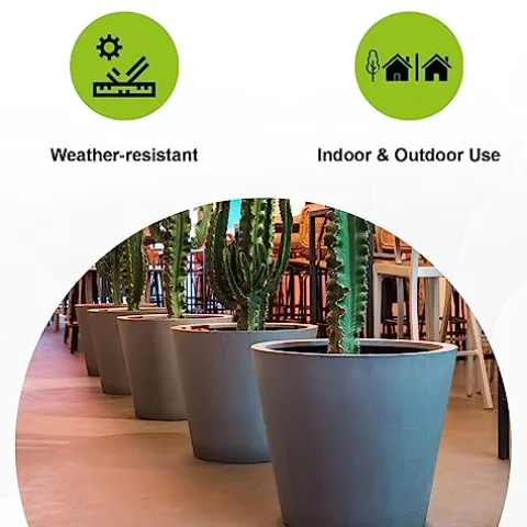 Pottery Pots Fiberstone Round Planter Large 24 Inch Grey