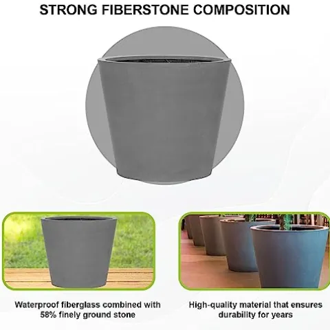 Pottery Pots Fiberstone Round Planter Large 24 Inch Grey