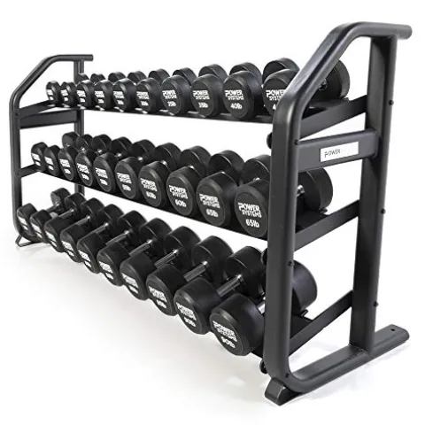 Power Systems Denali ProStyle Dumbbell Rack with Built-in Saddles – Reinforced Steel – Black Powder Coated