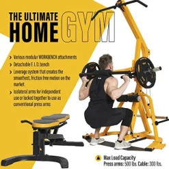 Powertec Fitness Workbench LeverSystem Adjustable Workout Bench Yellow