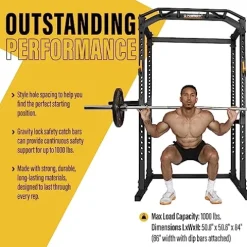 Powertec Workbench Power Rack Black 1000 lbs Max Load