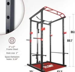 PRODC Multi-functional 160lb Power Cage Home Gym Set, Adjustable Pullup Squat Rack 1000lbs Capacity Fitness Barbell Rack