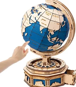 PRODCA 3D Wooden Globe Puzzle Box Wood Model Kit for Adults and Teens