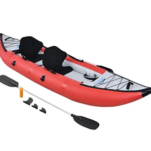 PRODCA Inflatable Kayak Set with Paddle & Air Pump, Portable Deluxe Tandem 2 Person Kayak
