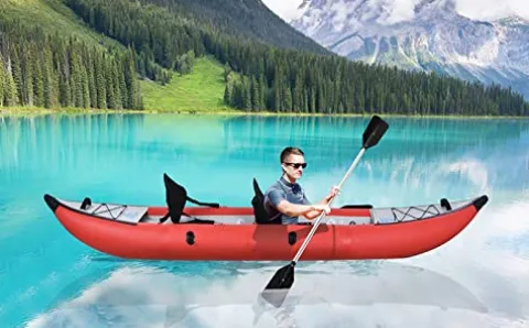 PRODCA Inflatable Kayak Set with Paddle & Air Pump, Portable Deluxe Tandem 2 Person Kayak