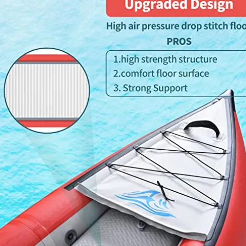 PRODCA Inflatable Kayak Set with Paddle & Air Pump, Portable Deluxe Tandem 2 Person Kayak