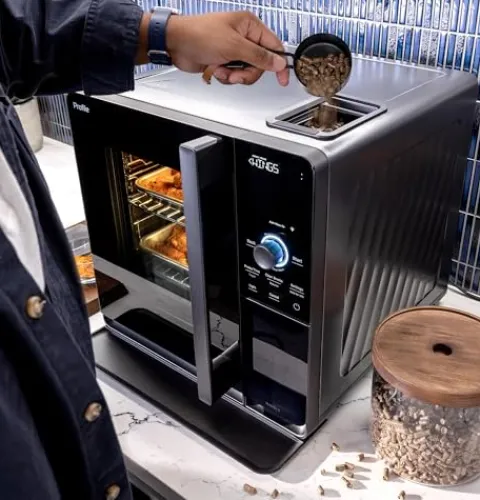 Profile GE Profile™ Smart Indoor Pellet Smoker with Active Smoke Filtration, WiFi Connected, Countertop BBQ Appliance Carbon Black