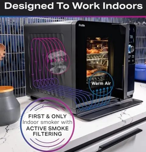 Profile GE Profile™ Smart Indoor Pellet Smoker with Active Smoke Filtration, WiFi Connected, Countertop BBQ Appliance Carbon Black