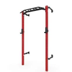 PRx Performance Profile® PRO Squat Rack with Kipping Pull Up Bar Red with Multi-Grip Bar
