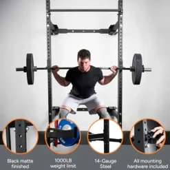 PRx Performance Wall Mounted Folding Power Squat Rack Black