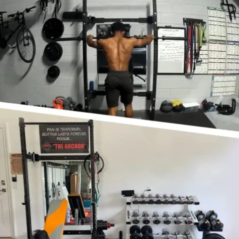 PRx Performance Wall Mounted Folding Power Squat Rack Black