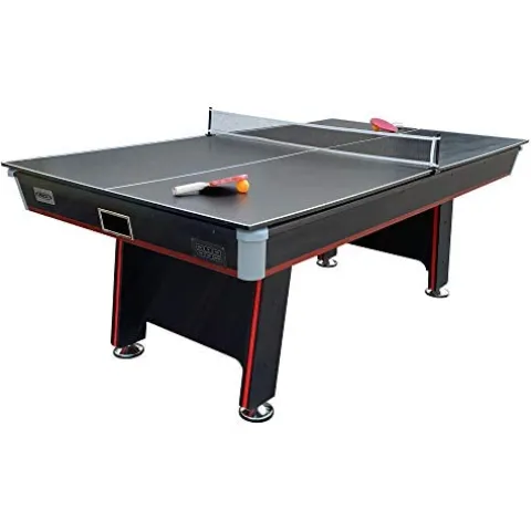 PUCK Atlas 7-Foot Air Hockey Table with Table Tennis Top White