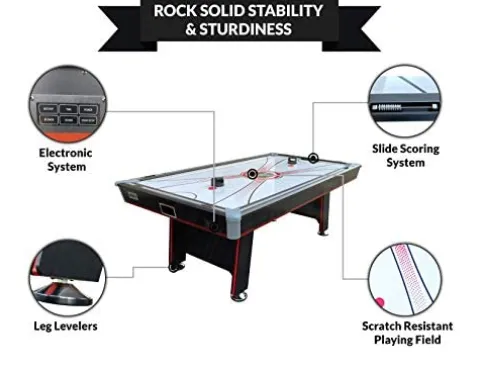 PUCK Atlas 7-Foot Air Hockey Table with Table Tennis Top White