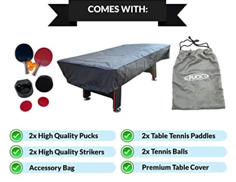 PUCK Atlas 7-Foot Air Hockey Table with Table Tennis Top White